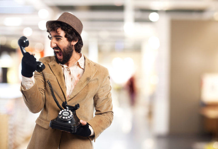angry homeless man with telephone Working Well Together