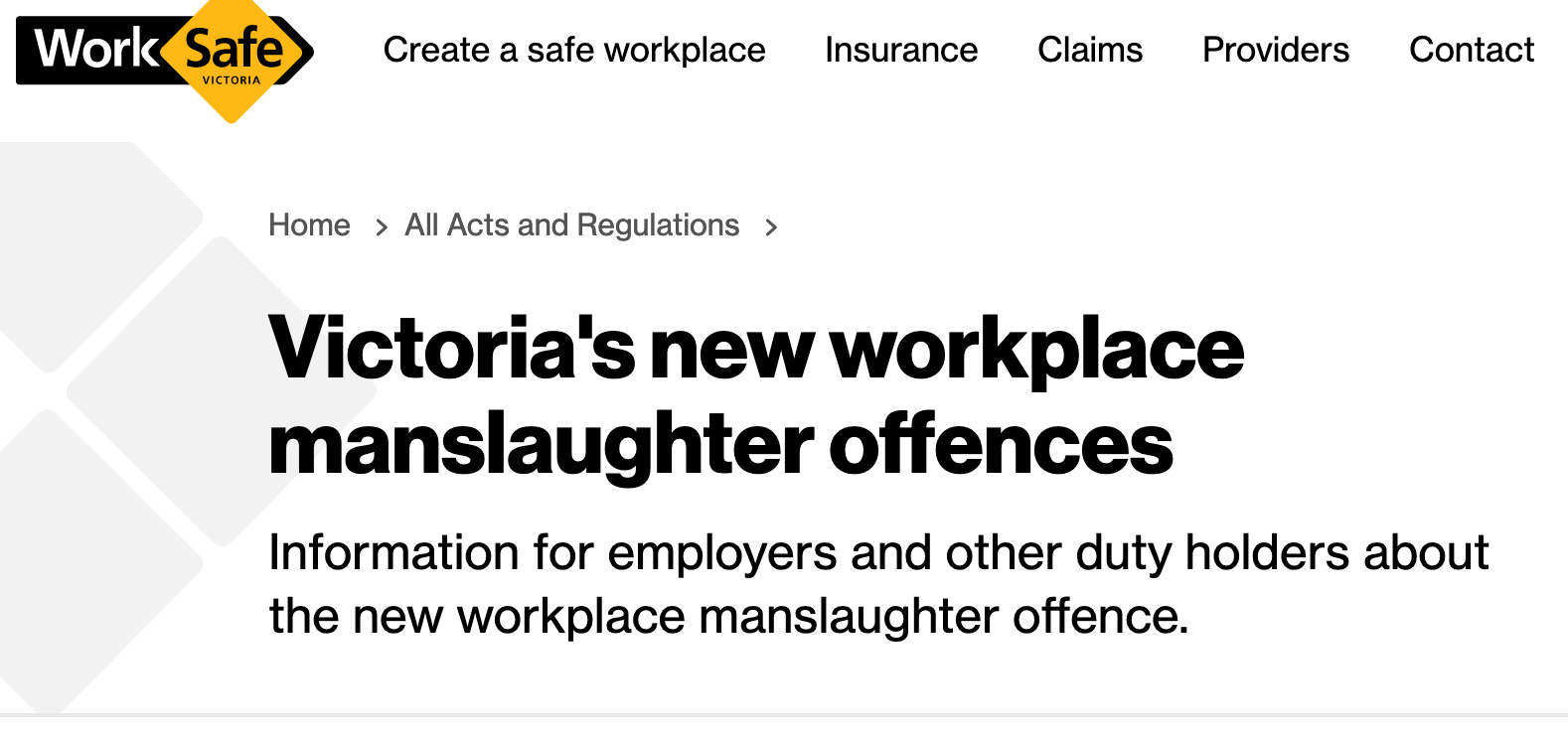 Workplace Manslaughter Laws Effective 1 July 2020