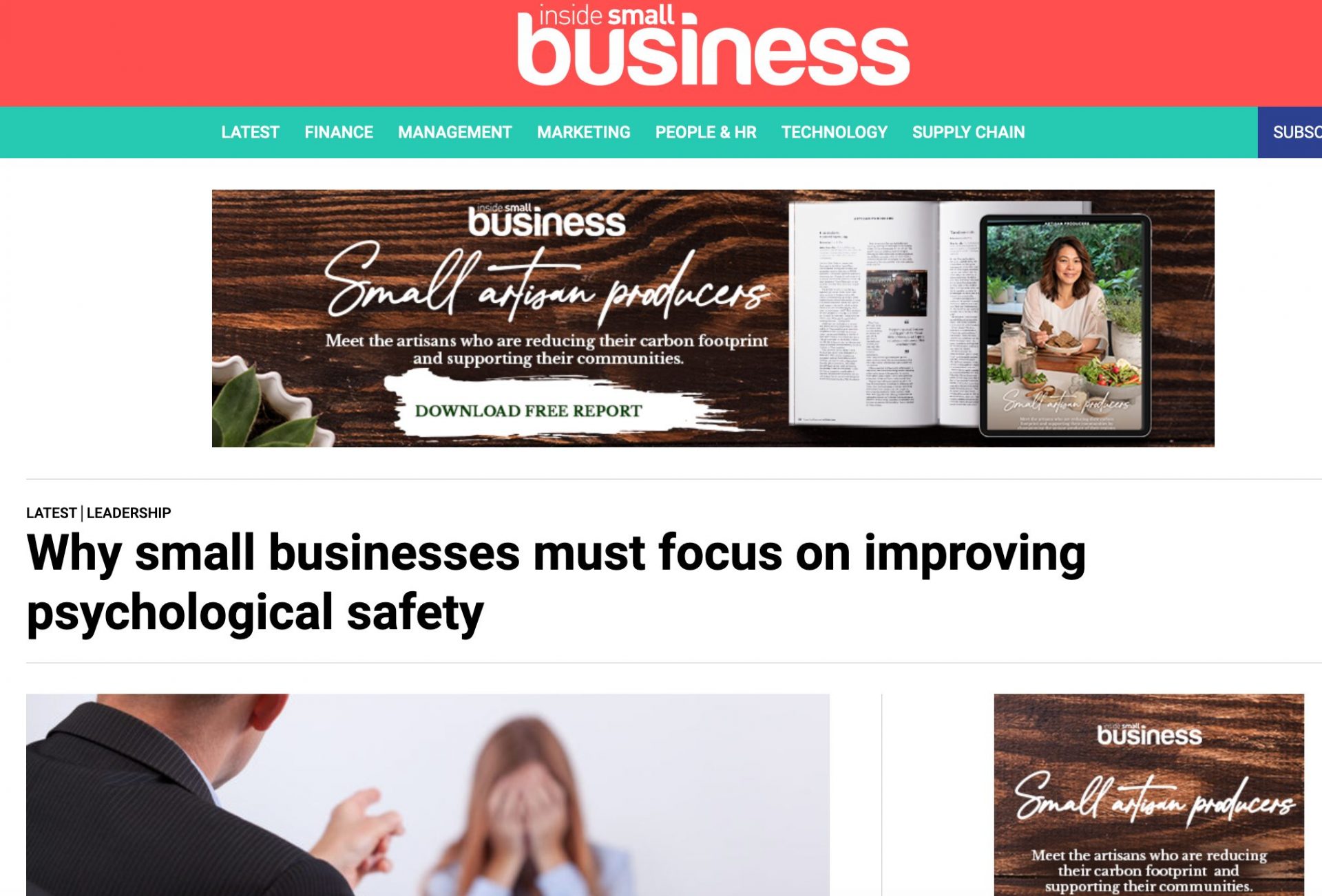 Inside Small Business - Why small businesses must focus on improving psychological safety